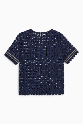 Navy Lace Tee